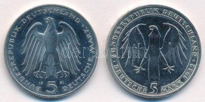 NSZK 1981G 5M Cu-Ni "Carl von Stein halálának 150. évfordulója" + 1982D 5M Cu-Ni "Joh...