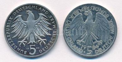 NSZK 1983G 5M Cu-Ni "Luther Márton születésének 500. évfordulója" + 1984D 5M Cu-Ni "N...