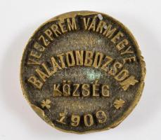 Veszprém Vármegye Balatonbozsok Község 1909 sérült pecsétnyomó fej, d: 3,5 cm