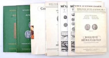 7db-os vegyes árverési katalógus tétel, közte Münzen Auktion Essen, Berliner Münz-Cabinet, Gerhard Hirsch. Használt állapotban.