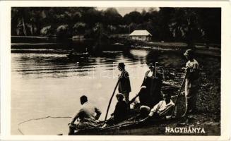 Nagybánya, Baia Mare; Lacul Bodi / Bódi tó, csónakázók. Kiadja Frankovits / lake, rowing boat, fishing (EK)