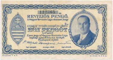 Budapest 1930. Revíziós Pengő arcképes változat, kitöltetlen, hátoldalán felülbélyegzés T:III
