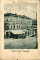 1918 Szászrégen, Reghin; Städtischer Gasthof / Városi szálloda, üzletek / hotel (EB)