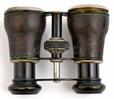 Régi színházi távcső, kopott, bőr tokban