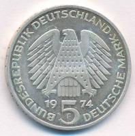 NSZK 1974F 5M Ag "25 éves az Alkotmány" T:1- patina
FRG 1974F 5 Mark Ag "25th Annive...