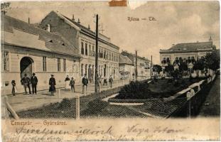 1904 Temesvár, Timisoara; Gyárváros, Rózsa tér, Rózsa vendéglő, szálloda és kávéház  / Fabrica, square, restaurant, hotel and cafe (vágott / cut)