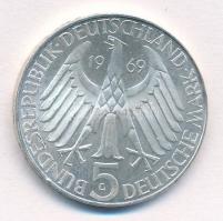 NSZK 1969G 5M Ag "Theodor Fontane" T:1- GFR 1969G 5 Mark Ag "Theodor Fontane" C:...