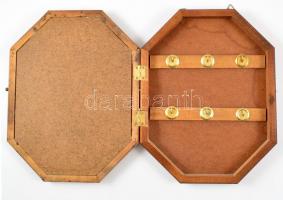 Dekoratív fa, olajképpel díszített fali kulcstartó, 27×21×4 cm