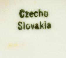 Csehszlovák csésze+alj, matricás, az egyik jelzett, apró kopásokkal, d: 5 ill. 12 cm