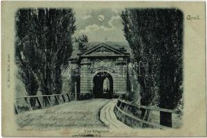 1903 Arad, vár főbejárata holdfényben, várkapu. Kiadja Ifj. Klein Mór / castle, main entrance, entry gate. in moonlight (EK)