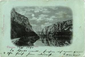1898 Orsova, Kazán szoros holdfényben. Kiadja G. Hutterer / Kasan / Cazane / gorge in moonlight (EK)