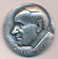 Finnország 1972. Väinö Linna peremén jelzett Ag emlékérem (54,4g/0.999/45mm) T:2 Finland 1972. Väinö Linna hallmarked on edge commemorative medal (54,4g/0.999/45mm) C:XF