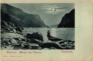 Orsova, Kazán szoros holdfényben. Kiadja Hutterer G. No. 59. / Kasanpartie / Cazane / gorge in moonlight (EK)