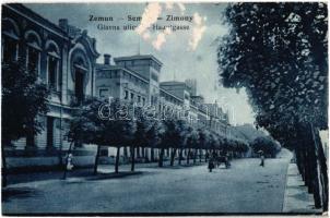 1917 Zimony, Semlin, Zemun; Glavna ulica / Hauptgasse / Fő utca. Kiadja M. Vogel 973. / main street (felületi sérülés / surface damage)