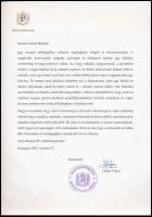 2012 Gyarmati Dezső olimpiai bajnok vízilabdázó 85. születésnapjára írt köszöntő levél Orbán Viktor miniszterelnök aláírásával aranyozott mappában