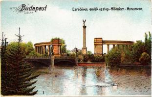 Budapest XIV. Ezredéves emlékoszlop, litho