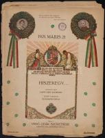 1921 Hiszekegy... kotta, díszes borítóval, különálló lapokkal