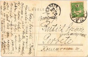 1908 Budapest V. Korzó, villamos. S.D.M. 13c (fa)