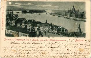1898 Budapest I. Kilátás a Margitsziget felé, Margit híd, Országház. Kiadja Divald Károly Nr. 15. (EK)