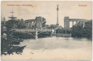 1909 Budapest XIV. Ezredéves emlék a Városligetben (Hősök tere). Divald Károly műintézete 623-1908. (ázott / wet damage)