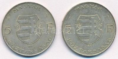 1947. 5Ft Ag "Kossuth" (2x) T:2