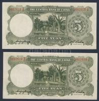 Kína/Köztársaság/Central Bank 1936. 5Y (5x) egymásutáni sorszámmal T:I