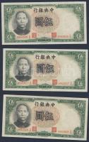 Kína/Köztársaság/Central Bank 1936. 5Y (5x) egymásutáni sorszámmal T:I