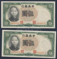 Kína/Köztársaság/Central Bank 1936. 5Y (5x) egymásutáni sorszámmal T:I