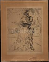 Hans Meid (1883-1957): Lovag és szerelme. Rézkarc, papír, jelzett, 23×18 cm