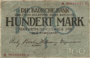 Német Birodalom/Weimari Köztársaság/Baden/Badische Bank 1918. 100M + 1922. 5000M + 1923. 10000M T:II,II/III