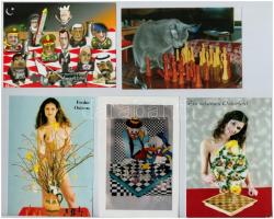 22 db MODERN sakk motívumlap, pár erotikus lappal / 22 modern Chess motive postcards with some erotic ones