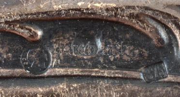 Szaru fésű, ezüst(Ag) rátéttel, jelzett, gyöngyház tokkal, 3,5×11 cm