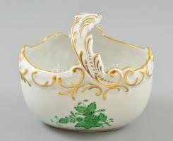 Herendi Apponyi mintás porcelán kosárka, kézzel festett, jelzett, hibátlan, 9,5×7×8 cm