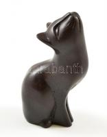 Zsírkő? fekete cica, kisméretű szobor, m: 10 cm