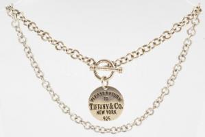 Ezüst(Ag) lánc Tiffany&Co. feliratú medállal, jelzett, h: 41 cm, nettó: 35,5 cm