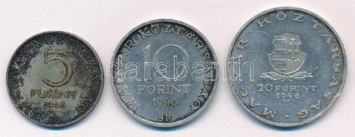 1948. 5Ft Ag "Petőfi" + 10Ft Ag "Széchenyi" + 20Ft Ag "Táncsics" - &qu...