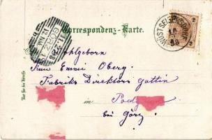 1898 Jindrichov, Heinrichsthal; Post, Bahnhof und Restauration / post office, railway station and re...