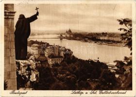 1932 Budapest I. Látkép a Szent Gellért szoborral, Lánchíd (EK)