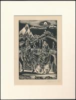 Molnár C. Pál (1894-1981): Úton, fametszet, papír, paszpartuban, utólagos jelzéssel, 16×11 cm