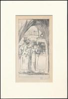 Kondor Béla (1931-1972): Ide bele. Rézkarc, papír, utólagos jelzéssel, paszpartuban, 15×8 cm