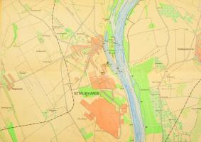 1958 A Duna Budapesttől Sztálinvárosig, kiadja: Kartográfiai Vállalat, 98×40 cm