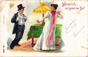 1899 Heinerich - mir graut vor Dir! / Drunk humour. No. 3480. litho (EB)