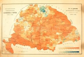 1894 Magyarország népességének szaporodása és fogyása 1880-1890, kiadja: Posner Károly Lajos és Fia, 35×50 cm