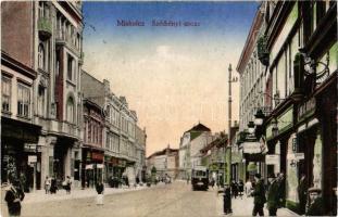 1916 Miskolc, Széchenyi utca, Gerő Ignác üzlete, villamos. Kiadja Glass és Tuscher képeslapgyára (EK)