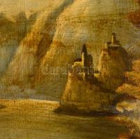 Telepy jelzéssel: Vár az öbölben, olaj, karton, fa keretben, 40×50 cm