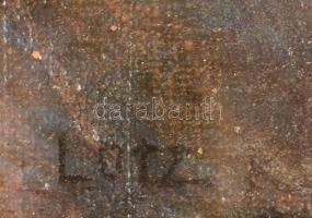 Lotz jelzéssel: Alvó puttó, olaj, vászon, üvegezett fa keretben, 48,5×30,5 cm