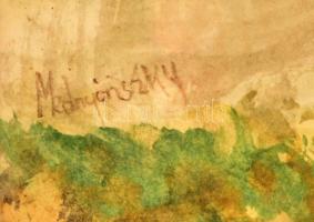 Mednyánszky jelzéssel: Tópart kora tavaszon, akvarell, papír, üvegezett fa keretben, 24×31,5 cm