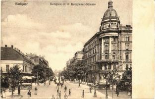 1903 Budapest VIII. Kerepesi út (Rákóczi út), Életbiztosító Részvénytársaság, Ehm János étterme és sörcsarnoka, villamosok