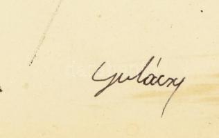 Gulácsy jelzéssel: Női portré, vegyes technika, papír, üvegezett fa keretben, 29×20 cm