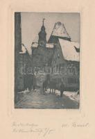 Maria Ressel (1877-1945): Rothenburg. Rézkarc, papír, jelzett, 9×6 cm